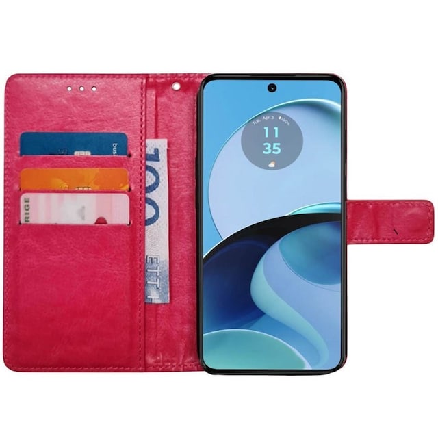 Wallet cover 3-kort Motorola Moto G14 - Lyserød