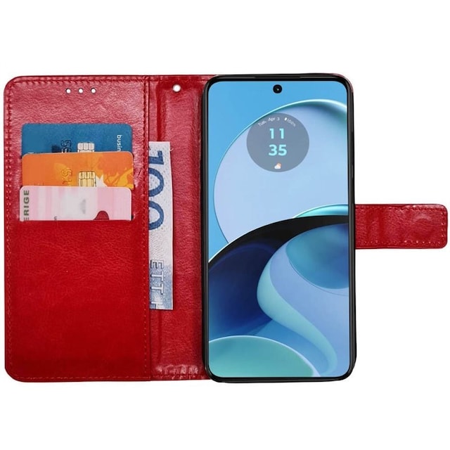 Wallet cover 3-kort Motorola Moto G14 - Rød