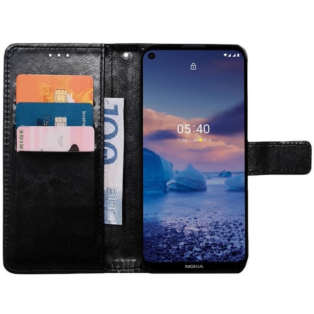 Wallet cover 3-kort Nokia 5.4 - Sort
