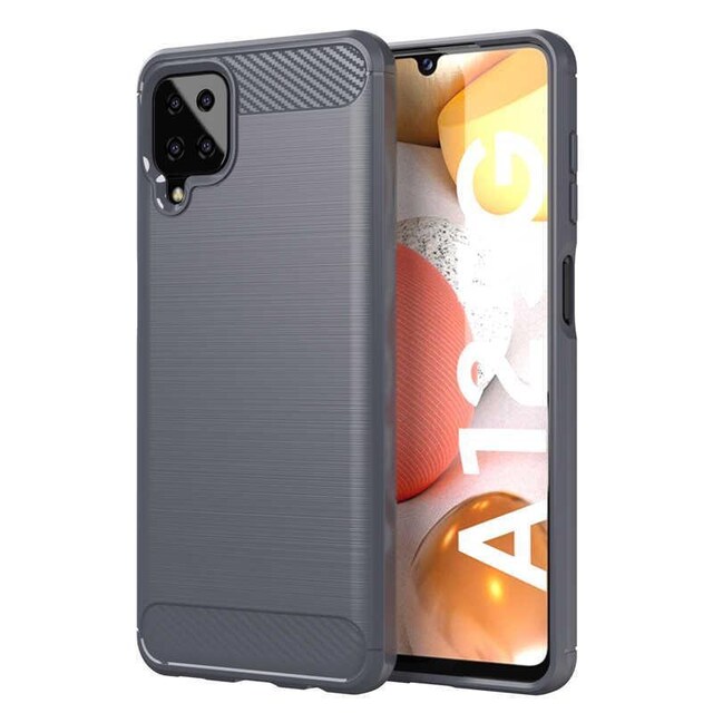 SKALO Samsung A12 Armor Carbon Stødsikker TPU-cover - Grå