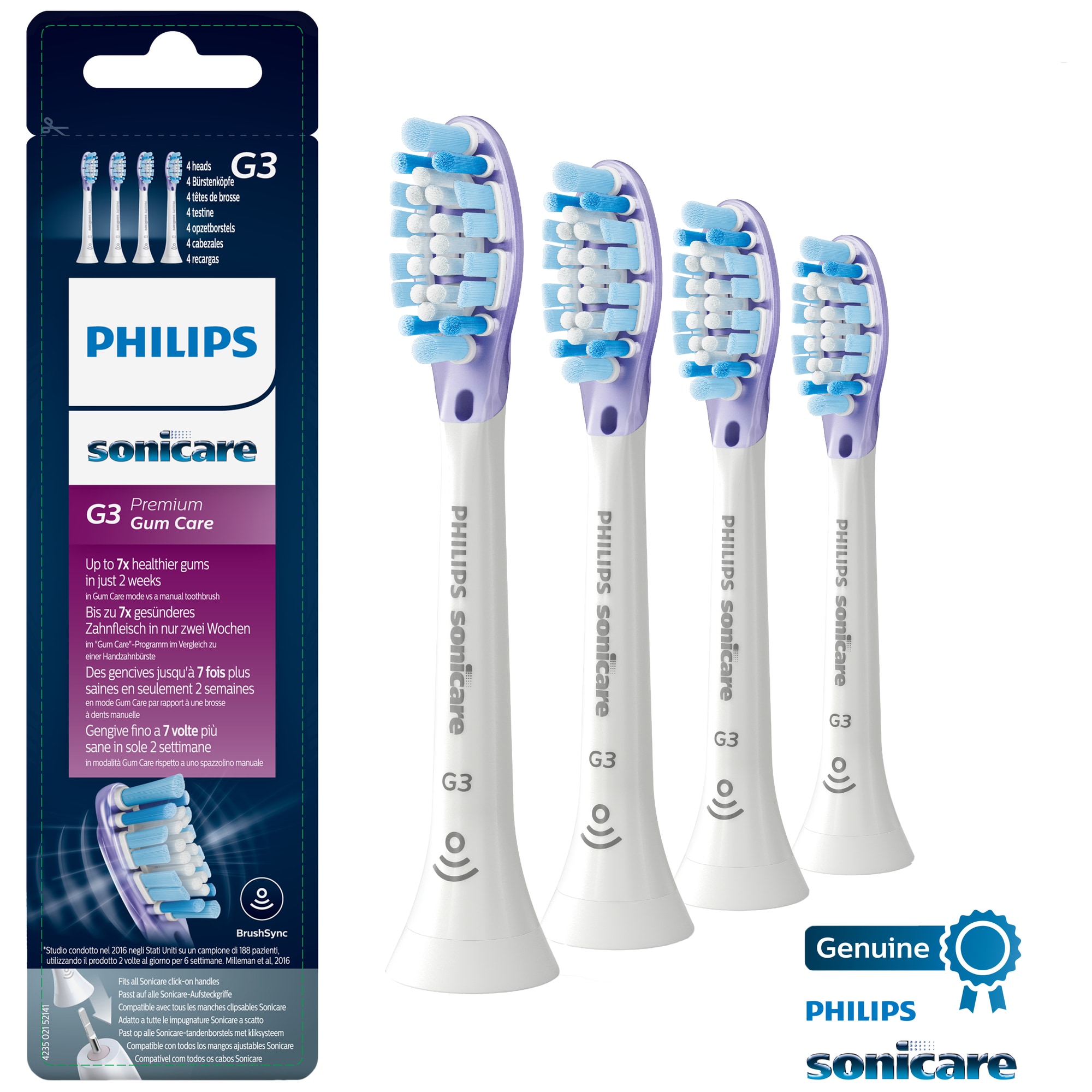 Philips G3 Premium Gum Care tandbørstehoveder HX9054/17 med PrisMatch
