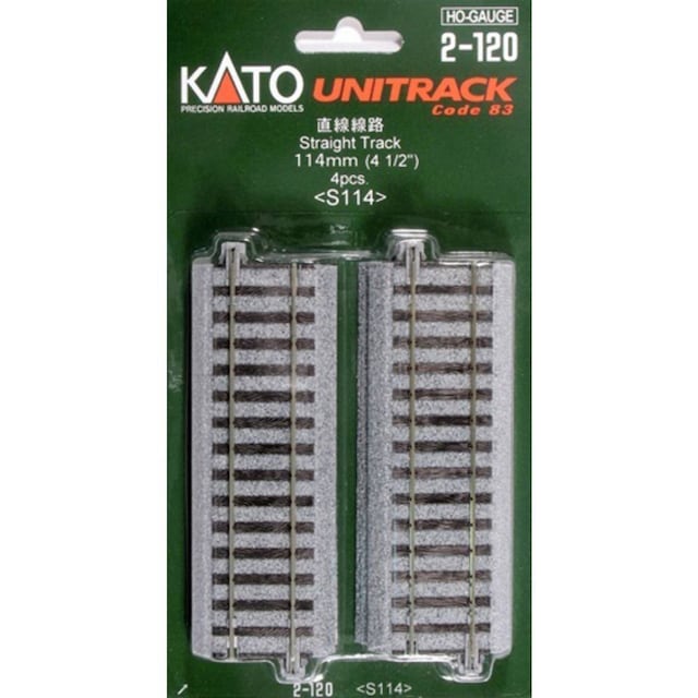H0 Kato Unitrack 2-120 Lige spor 114 mm 4 stk