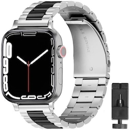 Armbånd Rustfrit stål Apple Watch 7 (41mm) - Sølv/Sort