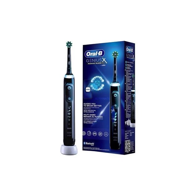 Oral-B elektrisk tandbørste Genius X Genopladelig, Til voksne, Antal børstehoveder inkluderet 1, Antal tænder børstetilstande 6, Midnight Black