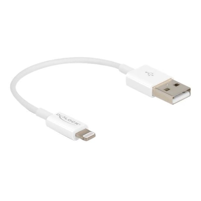 Delock USB - Lightning kabel til iPhone ", iPad", iPod "hvid 15 cm