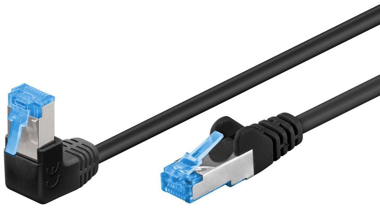 Netværkskabel CAT 6A vinklet 1x 90°, S/FTP (PiMF), sort, 5 m | Elgiganten