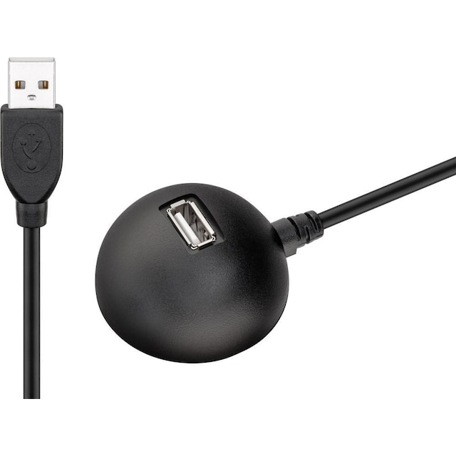 Goobay USB 2.0 Hi-Speed-forlængerkabel med fod, sort