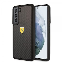 Ferrari Samsung Galaxy S22 Plus Cover Real Carbon Metal Logo Sort