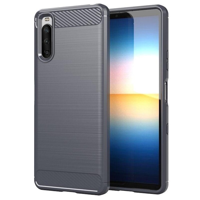 SKALO Sony Xperia 10 III Armor Carbon Stødsikker TPU-cover - Grå