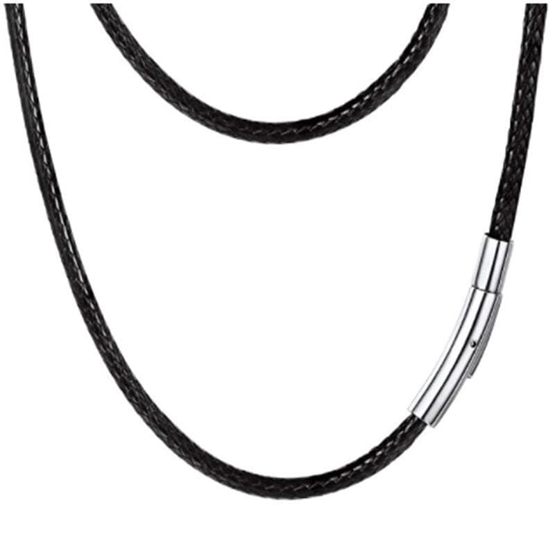 Flettet halskæde / armbånd læder med magnetlås Sort 60 cm | Elgiganten