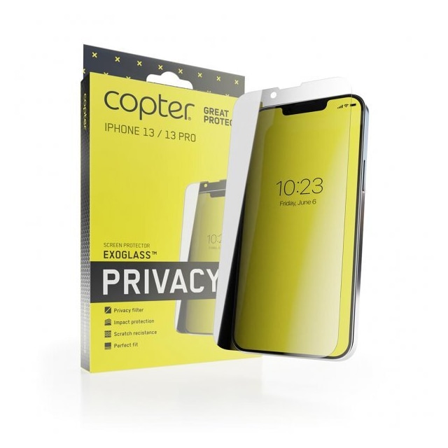 Copter iPhone 13/iPhone 13 Pro Skærmbeskytter Exoglass Flat Privacy