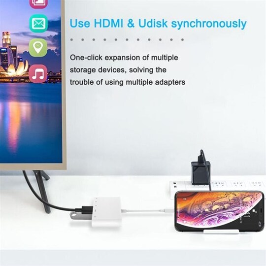 iPhone adapter till USB + HDMI + TF / SD-kort | Elgiganten