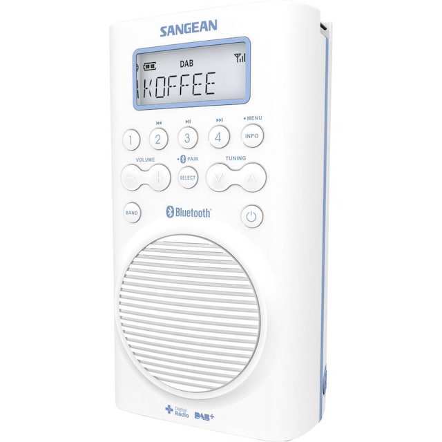 Badeværelsesradio Sangean H205D DAB+, FM vandtæt Hvid