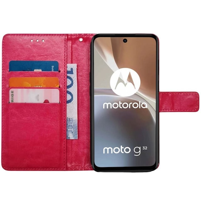 Wallet cover 3-kort Motorola Moto G32 - Lyserød