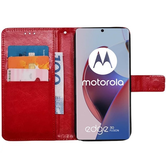 Wallet cover 3-kort Motorola Edge 30 Fusion - Rød