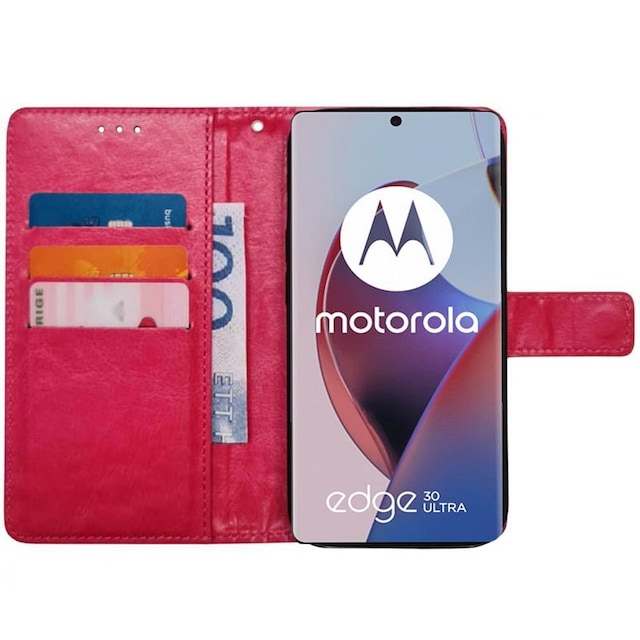 Wallet cover 3-kort Motorola Edge 30 Ultra - Lyserød