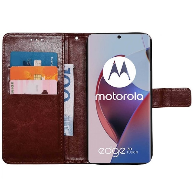 Wallet cover 3-kort Motorola Edge 30 Fusion - Brun