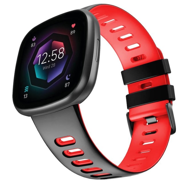 Twin Sport Armbånd Fitbit Sense 2 - Sort/rød