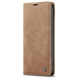 CASEME Retro tegnebog taske til iPhone 14 Plus - Lysebrun