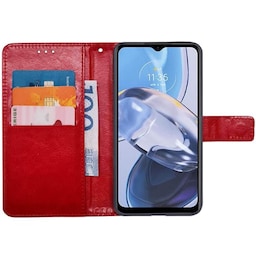 Wallet cover 3-kort Motorola Moto E22i - Rød