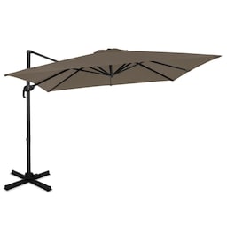 VONROC Premium Parasol Pisogne 300x300cm - 360 ° Drejelig - Vippefunktion - Taupe - Inkl. beskyttelsesovertræk