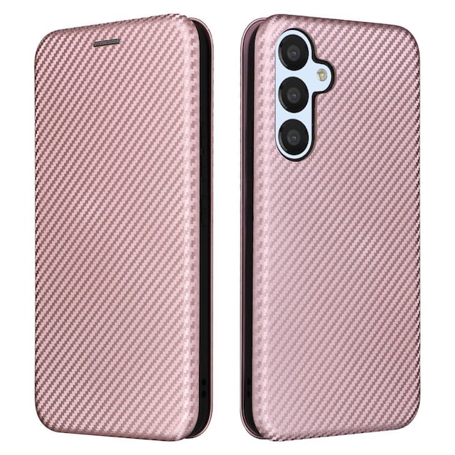 SKALO Samsung A54 5G Carbon Fiber Pungetui - Rosa guld