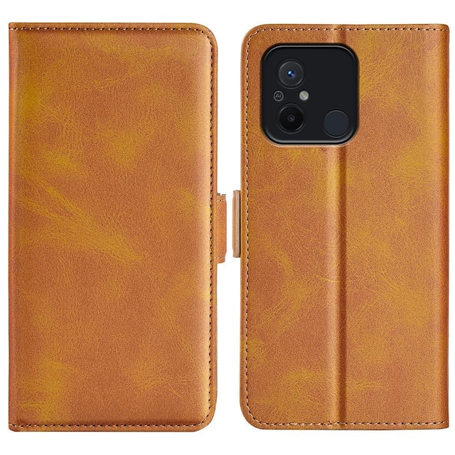 SKALO Xiaomi Redmi 12C 4G Premium Wallet Flip Cover - Lys brun