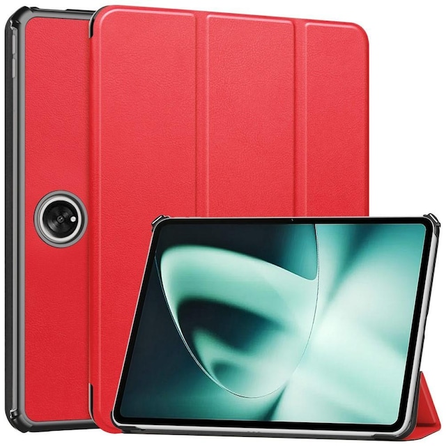 Til OnePlus Pad Tri-fold Stand Wake/Sleep Cover Tabletetui - Rød