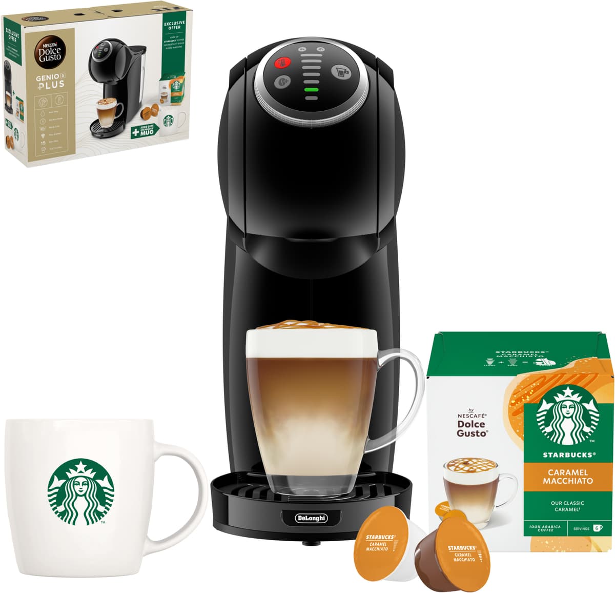 Nescafé Dolce Gusto Genio S Plus kapselmaskine med Starbuckspakke