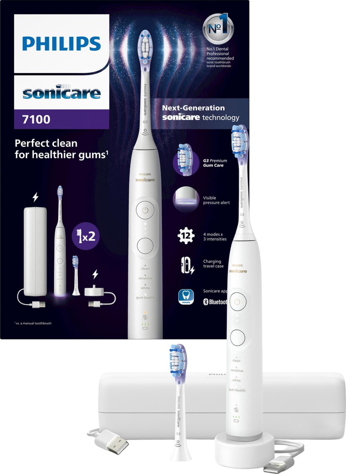 Philips Sonicare Series 7100 elektriske tandbørste HX742002 (hvid)