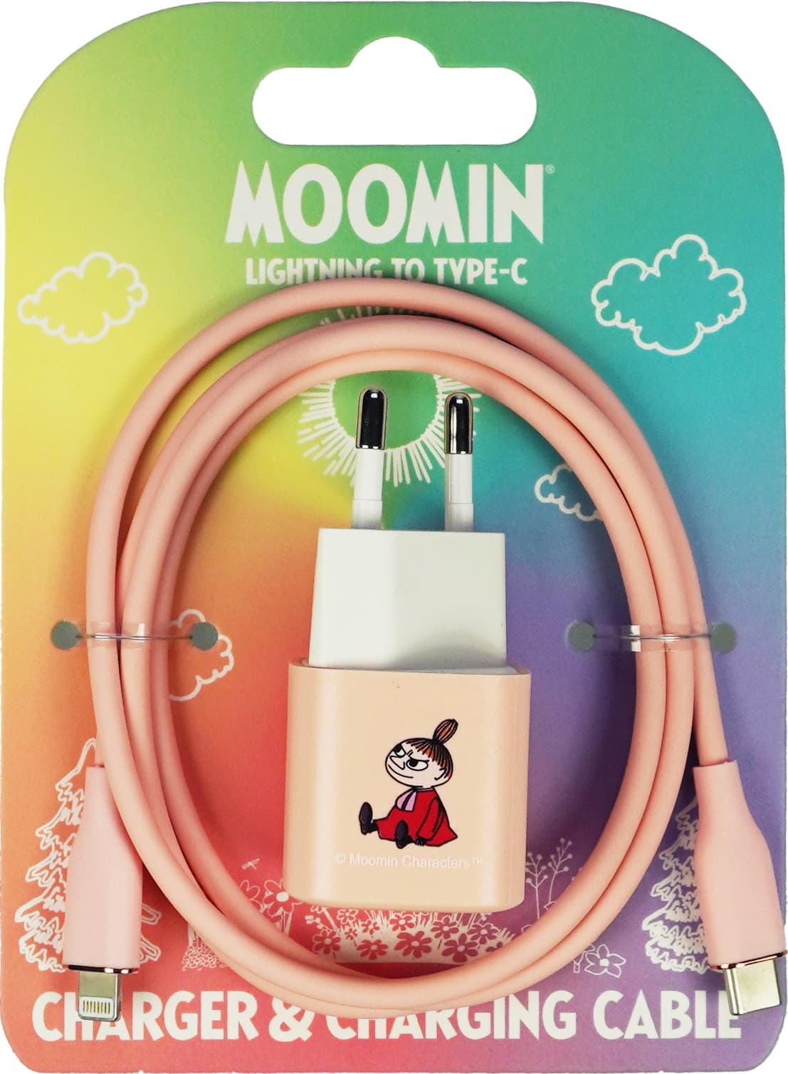 Moomin 20W Lightning til USB-C vægoplader 1m (pink)