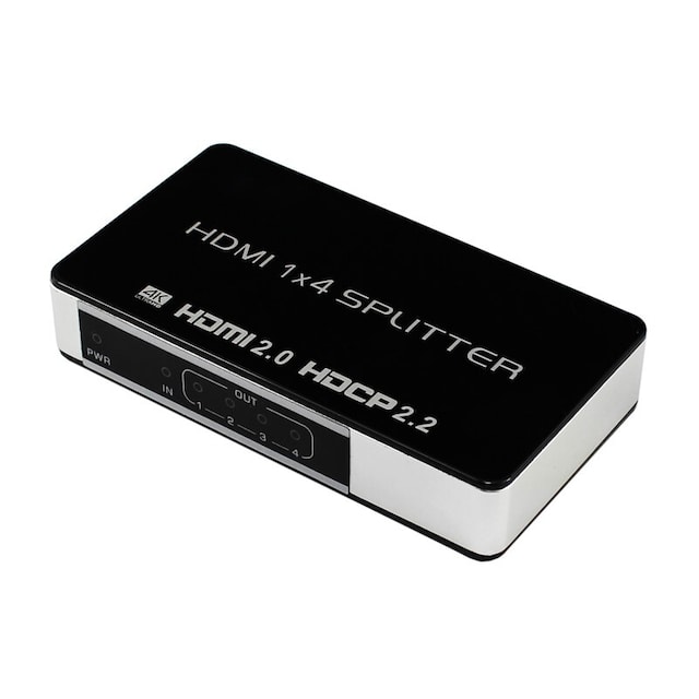 1 x 4 HDMI splitter UltraHD 4K 60Hz understøtter 3D HDMI V2.0 HDCP 2.2 18 Gbps