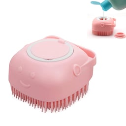 2 i 1 badebørste til hunde - med shampoo dispenser Pink