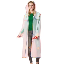 Genanvendelig EVA-regnfrakke, vandtæt regnponcho med hætte XXL