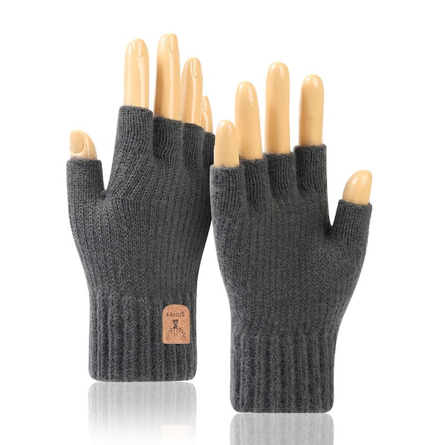 Halvfingerhandsker fingerløse handsker Mørkegrå