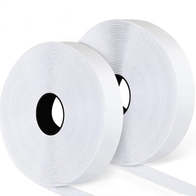 Velcro med selvklæbende tape Hvid 3 cm / 8 m