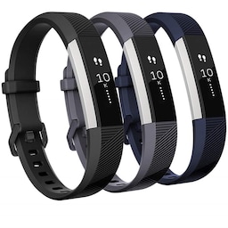 Fitbit Alta/Alta HR armbånd silikone 3-pak (S) Sort/Grå/Blå