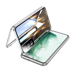Magnetisk dobbeltsidet telefoncover i hærdet glas Sølv Samsung S23 Plus