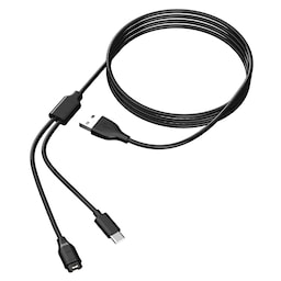 2-i-1 oplader til USB-C mobiltelefon og sportsur Sort 1.2 m Garmin Fenix, Forerunner, Vivoactive etc.