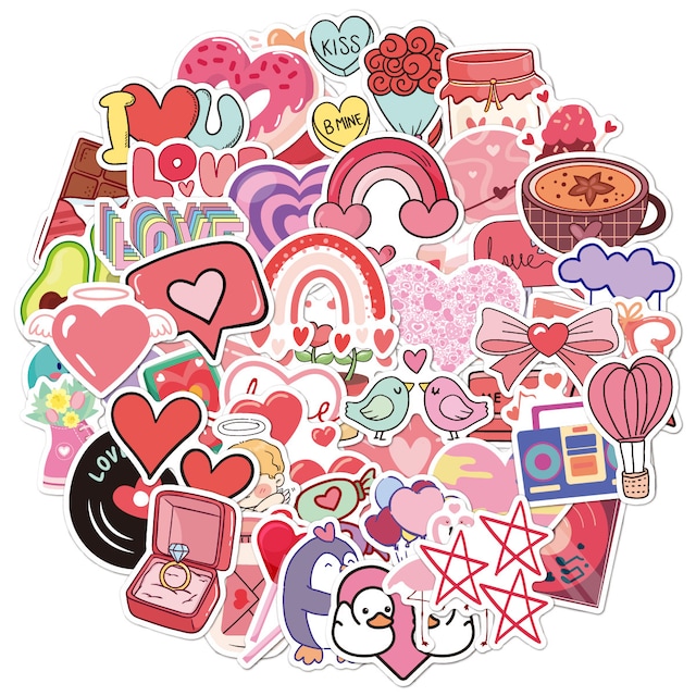 Love Heart Stickers 50-pak MultiColor N13