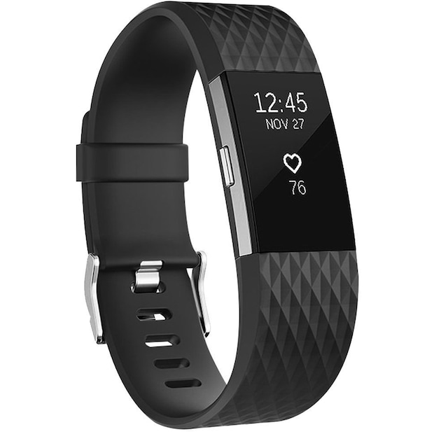 Fitbit Charge 2 armbånd silikone sort (L)