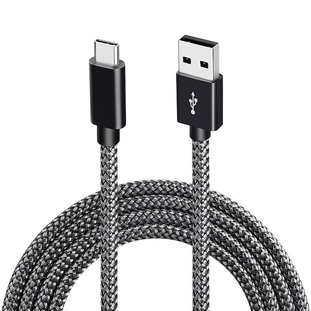 USB 2.0 til USB-C kabel 3A hurtig opladning Sort 2 m