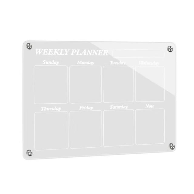 Magnetisk Dry Erase Board til køleskab, Genanvendelig Magnetic Week Planner Kalender Gennemsigtig