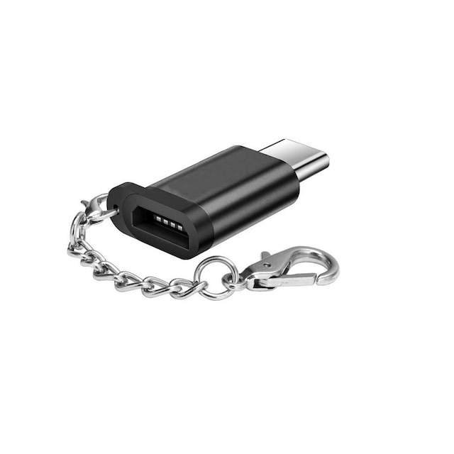 Micro USB til USB-C adapter - sort
