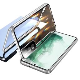 Magnetisk dobbeltsidet telefoncover i hærdet glas Sølv Samsung S23