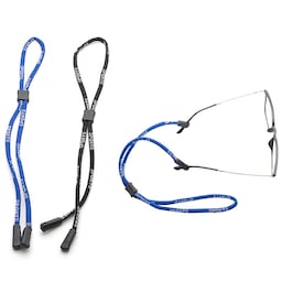 Justerbare brillesnore sportsbånd sort/blå 2-pak
