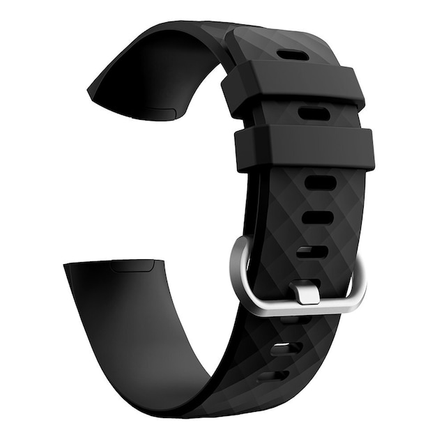 Fitbit Charge 3/4 armbånd silikone Sort/Sølv (L)
