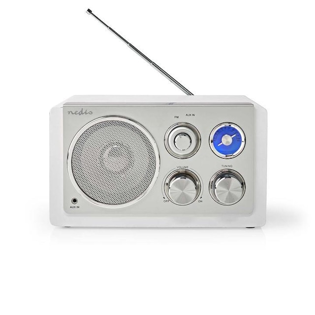 Nedis FM-radio | Borddesign | FM | Strømforsyning | Analog | 15 W | IP20 | Hvid