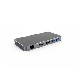 NÖRDIC 1 til 7 USB-C dockingstation til dobbeltskærme 2xHDMI 8K30Hz 4K120Hz PD3.0 100W 2xUSB-A 1xUSB-C 1xRJ45 Giga Macbook M1 & M2