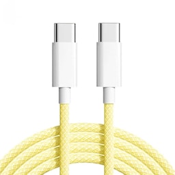 NÖRDIC 0,5m USB 2.0 USB-C til C-kabel til iPhone 15/15 Pro/15 Plus/15 Pro Max 2,4A 480Mbps 60W gul